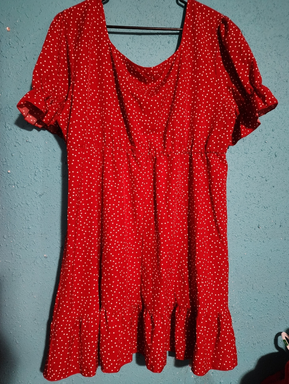 SHEIN Red Polka Dot Short Sleeve Tunic